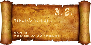 Mikulás Edit névjegykártya